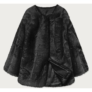 Krátka čierna dámska bunda - kožuštek (31148) čierna jedna veľkosť
