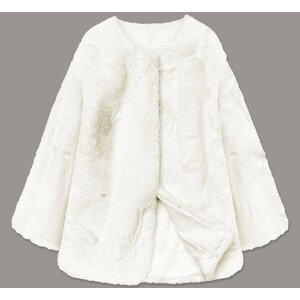 Krátka biela dámska bunda - kožuštek (31148) biały ONE SIZE