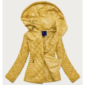 Žltá prešívaná dámska bunda s kapucňou (LY-01) Žlutá XL (42)