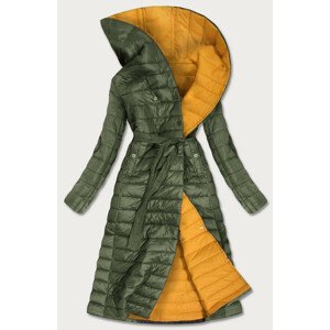 Prešívaný kabát v khaki farbe s kontrastnou podšívkou (1118) khaki S (36)