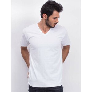 Biele pánske tričko s výstrihom do V L
