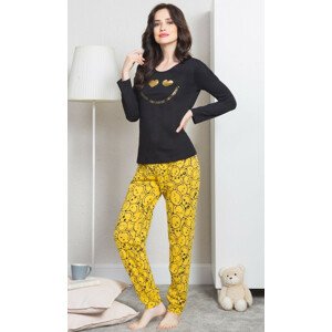 Dámske pyžamo dlhé Úsmev - Vienetta Čierna a žltá XL