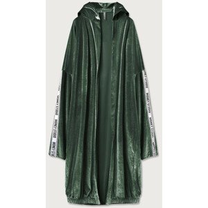 Zelený dámsky velúrový prikrývka cez oblečenie s kapucňou (734ART) odcienie zieleni ONE SIZE
