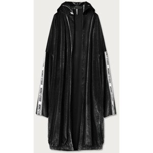 Čierny dámsky velúrový prikrývka cez oblečenie s kapucňou (734ART) černá jedna velikost