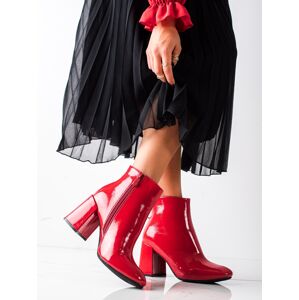 Originálne červené členkové topánky dámske na širokom podpätku 36