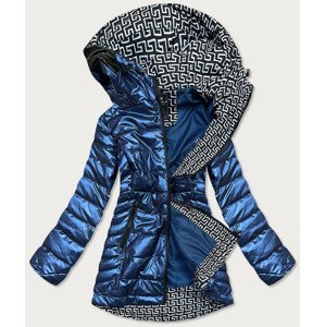 Svetlo modrá metalická dámska bunda s kapucňou (W717) odcienie niebieskiego S (36)