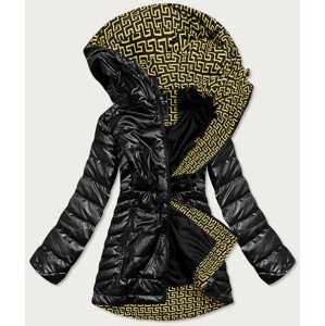 Čierna metalická dámska bunda s kapucňou (W717) odcienie czerni XXL (44)