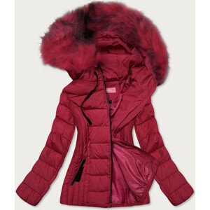Tenká červená dámska zimná bunda s kapucňou (8943-B) Červená S (36)