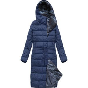 Tmavo modrá dlhá dámska prešívaná zimná bunda (7704BIG) tmavěmodrá 48