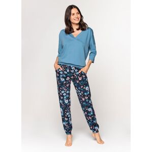 Dámske pyžamo Cana 584 3/4 S-XL niebieski-kwiaty M
