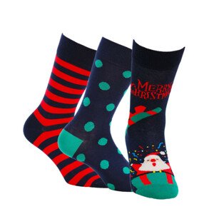 Pánske sviatočné vzorované ponožky 3PP navygreen 45-47