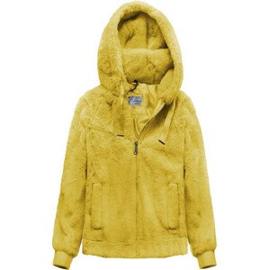 Žltá plyšová bunda s kapucňou (2019) Žlutá L (40)