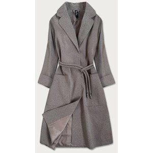 Hnedý károvaný dámsky kabát so 3/4 rukávmi (2718) hnedá XL (42)