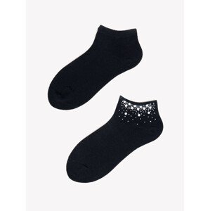 Dámske ponožky YO! SK-02 s ozdobnými kamienkami mix farieb - mix vzorov univerzálny