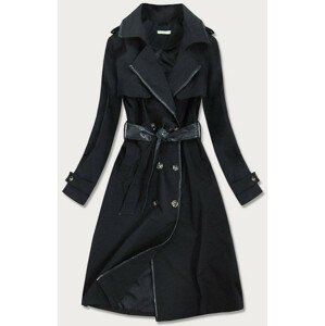 Tenký čierny kabát s pásikom (2003) černá L (40)