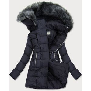 Dámska prešívaná zimná bunda s kapucňou 17-032 - Misstengfei tmavo modrá XL