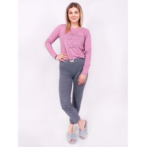 Dámske pyžamo 001 sivá a ružová XL