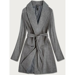 Klasický sivý dámsky kabát s prídavkom vlny (2715)