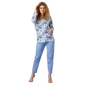 Dámske pyžamo Laveza Gloria 1113 DL / r M-2XL biela a modrá XXL