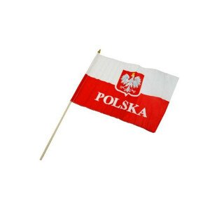 Vlajka s drevenou rukoväťou POĽSKO 30x40 cm 30x40