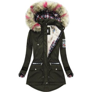 Dámska zimná bunda v khaki farbe s kapucňou (39908) khaki XXL (44)