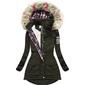 Dámska zimná bunda v khaki farbe s kapucňou (39909) khaki XXL (44)