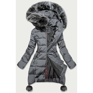 Šedá dámska zimná bunda s predĺženými bokmi (GWW1716) šedá XXL (44)