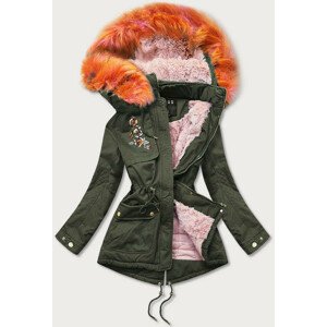 Bavlnená dámska zimná bunda parka v khaki farbe 2 (K5001) khaki XXL (44)