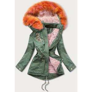 Bavlnená dámska zimná bunda parka v khaki farbe 1 (K5001) khaki L (40)