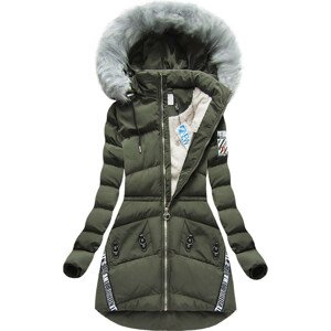 Dámska zimná bunda v khaki farbe s potlačami (2505) khaki XXL (44)