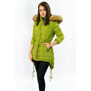Zelená prešívaná dámska zimná bunda s kapucňou (3505W) zelená XXL (44)