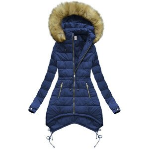 Tmavo modrá prešívaná dámska zimná bunda s kapucňou (3505W) tmavěmodrá XXL (44)