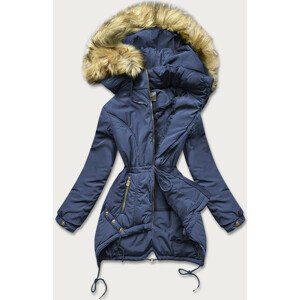 Tmavo modrá prešívaná dámska zimná bunda s kapucňou (X7210WX) tmavo modrá XXL (44)