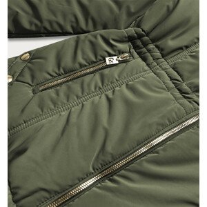 Prešívaná dámska zimná bunda v khaki farbe s kapucňou (X7210WX) khaki XXL (44)