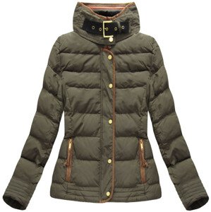 Prešívaná dámska zimná bunda v khaki farbe s kapucňou (WZ6636) khaki XL (42)