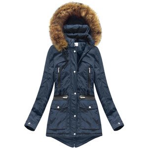 Tmavo modrá dámska zimná bunda s kapucňou (7311) tmavěmodrá XL (42)