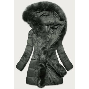 Prešívaná dámska zimná bunda v khaki farbe s kapucňou (AURA) khaki S (36)