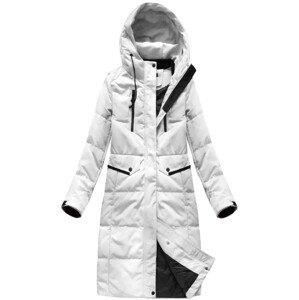 Jednoduchý biely dámsky zimný kabát s prírodnou perovou výplňou (7123) bílá S (36)