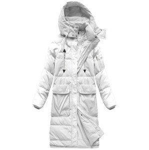 Jednoduchý biely dámsky zimný kabát s prírodnou perovou výplňou (7118) bílá S (36)