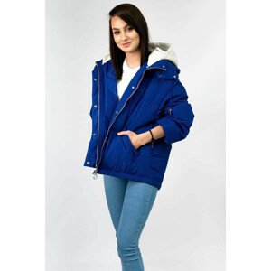 Krátka svetlo modrá dámska zimná bunda s prírodnou perovou výplňou (7113) Modrá L (40)