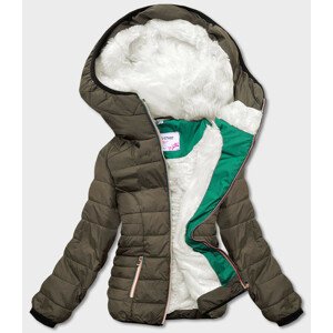 Hnedá krátka dámska zimná bunda s kapucňou (391W) Hnědá XL (42)