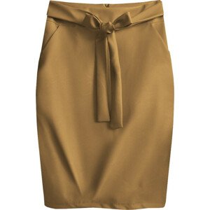 Svetlo hnedá tužková sukňa z eko kože (528ART) Hnědá S (36)
