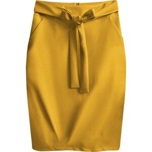 Žltá tužková sukňa z eko kože (528ART) żółty S (36)