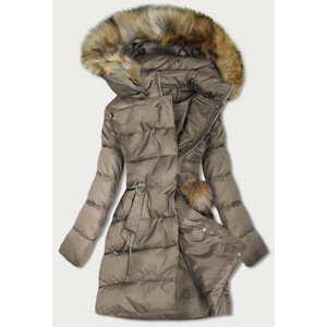 Hnedá prešívaná dámska zimná bunda (GWW1988) Hnědá XL (42)