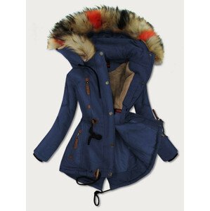 Tmavo modrá dámska zimná bunda s kapucňou (208-1) tmavo modrá XXL (44)