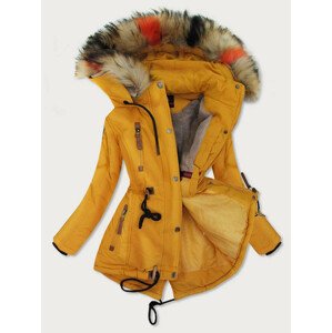 Žltá dámska zimná bunda s kapucňou (208-1) Žlutá XL (42)