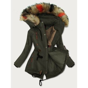 Dámska zimná bunda v khaki farbe s kapucňou (208-1) khaki XXL (44)