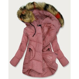 Ružová prešívaná dámska zimná bunda (209-1) Růžová M (38)