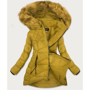 Prešívaná bunda v horčicovej farbe s kapucňou (808) żółty L (40)