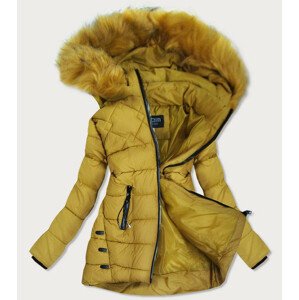 Ľahká dámska zimná bunda v horčicovej farbe s kapucňou (1865) Žlutá XXL (44)